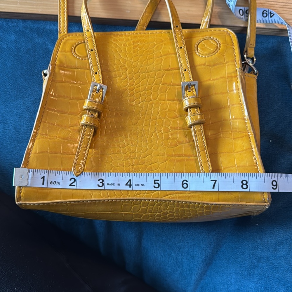 Zara Yellow Croc-Texture Crossbody Bag - Picture 3 of 5